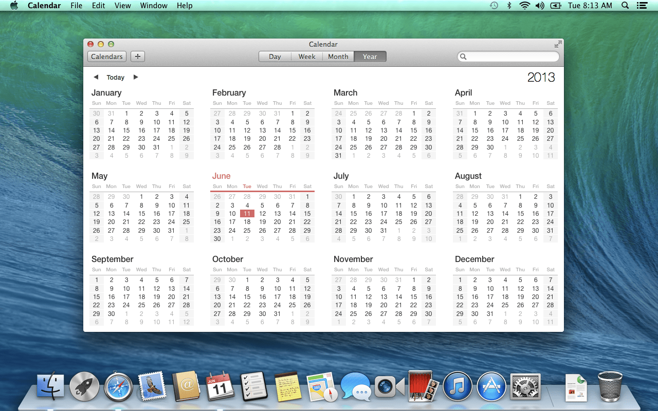 Mac OS X 10.9 Mavericks Calendar (2013)